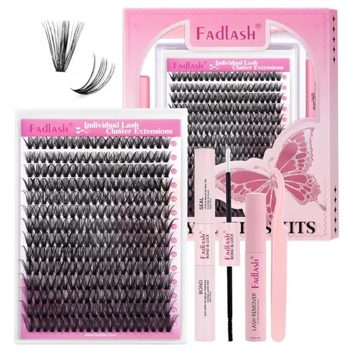 Miniatura 9 de FADLASH Kit de Extensiones de Pestañas DIY Pestañas Individuales en Racimos Pegamento y Sellador para Pestañas, Removedor de Pegamento para Racimos