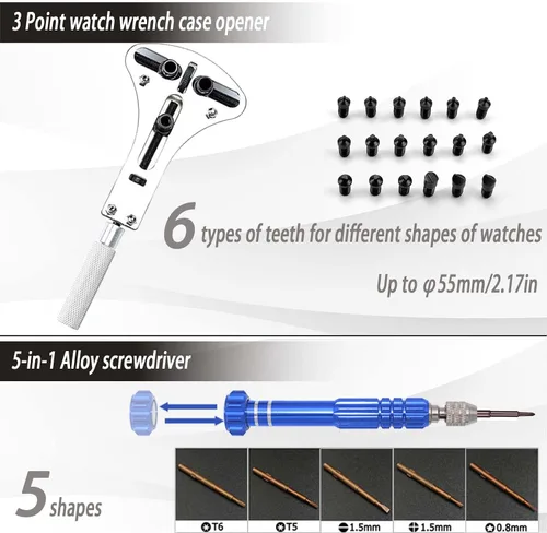 Miniatura 2 de GLDCAPA - Kit de reparación de relojes, kit de repuesto de batería de reloj profesional, herramientas de reparación de relojes con estuche