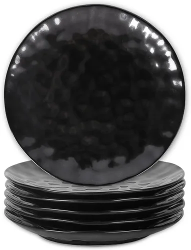 vicrays Juego de 6 platos llanos de cerámica, 10 pulgadas, aptos para microondas, horno, lavavajillas, redondos, porcelana acanalada, adecuados para