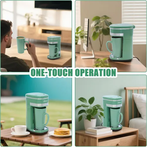Miniatura 4 de Cafetera, Cafetera de Una Sola Porción, Cafetera de Una Taza con Filtro Reutilizable y Botón de Control de Un Solo Toque, Cafetera Portátil