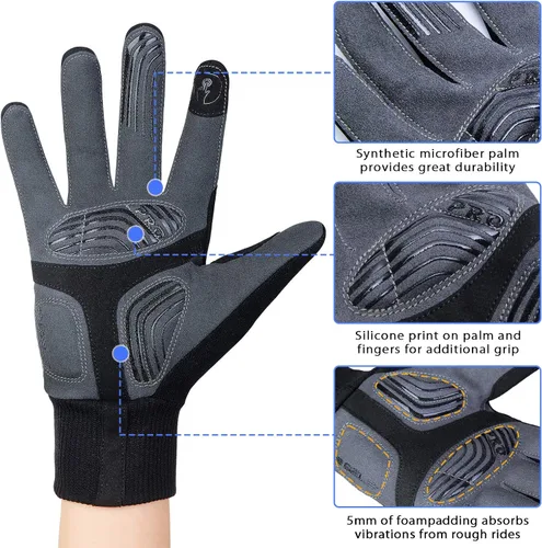 Miniatura 5 de Souke Sports Guantes de ciclismo de invierno para hombres y mujeres, guantes de bicicleta acolchados con pantalla táctil, resistentes al agua