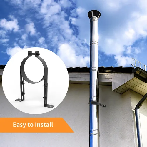 Miniatura 6 de Soporte de tubo de chimenea de 6 pulgadas, correa de pared de ventilación ajustable, colgador de tubo de estufa de acero inoxidable para tubos