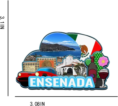 Miniatura 3 de Ensenada México - Imán de madera para nevera 3D, monumentos de viaje, coleccionables, recuerdos, decoración hecha a mano -2054