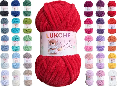 Miniatura 28 de Hilado de chenilla de terciopelo para amigurumi y punto de crochet súper voluminoso 100 gr (69,0 m) (Grosor del hilo 8 mm) (Verde espárrago) 1