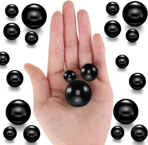 Miniatura 3 de Hicarer 120 cuentas de perlas para jarrón para centros de mesa, soporte para brochas de maquillaje, cuentas de imitación redondas surtidas para Negro