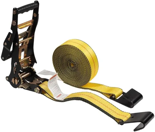 Miniatura 30 de Mytee Products Correas de amarre de trinquete con ganchos planos, 2 pulgadas x 20 pies amarillos 10,000 libras de resistencia a la rotura