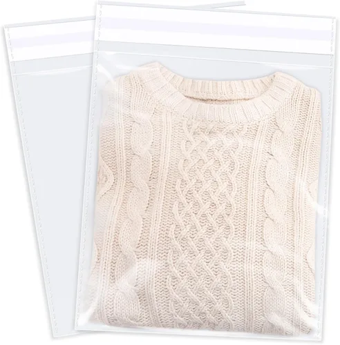 Bolsas de celofán transparente de 12 x 18 pulgadas (500 unidades) - Bolsas de polietileno de plástico para violonchelo autoadhesivas- para ropa,