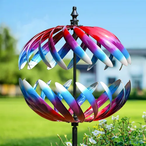 Miniatura 10 de LimeHill Molinillo de viento para patio y jardín, esculturas de viento cinéticas de metal grandes, decoración de patio al aire libre