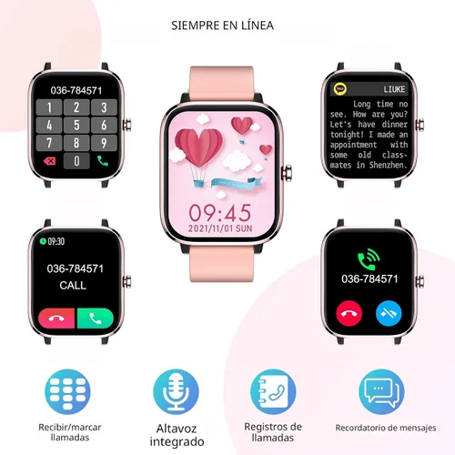 Miniatura 2 de Reloj inteligente para mujer, monitor de llamadas, monitor de actividad física, frecuencia cardíaca y sueño, pantalla táctil de 1.69 pulgadas