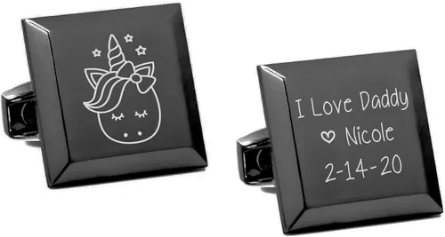 Mancuernas personalizadas de acero inoxidable de bronce con escritura a mano - Dibujo de mensaje escrito a mano para papá - Regalo del día del padre