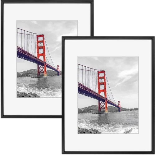 Miniatura 10 de Frametory, Portarretratos de metal de 16 x 24 pulgadas con paspartú para fotos de 12 x 18 pulgadas y vidrio real, colección de marcos de fotos