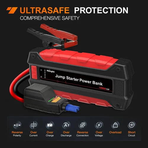 Miniatura 9 de Nilight Arrancador de Batería de Coche de 1000A para Motores de Gasolina de hasta 6.0L y Diésel de 4.0L de 12V Paquete Amplificador de Arranque