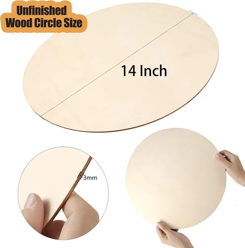 Miniatura 2 de 5 círculos de madera de 14 pulgadas para manualidades, sin terminar en blanco, recortes de madera para manualidades, colgador de puerta, letrero