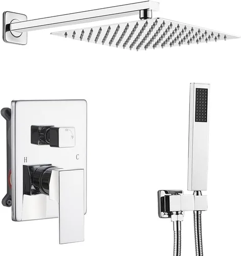 Miniatura 23 de Sistema de ducha de oro cepillado de 8 pulgadas, mezclador de lluvia de lujo, conjunto combinado de ducha montado en la pared y sistema de mano