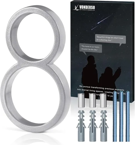 Miniatura 53 de VONDERSO Números flotantes de casa de 5 pulgadas para exteriores, números de dirección modernos de metal antioxidante (3), números de buzón Negro 3