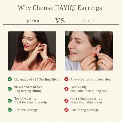 Miniatura 2 de JIAYIQI 925 Sterling Silver Stud Earrings Simple Mini Bar Circle Dot Heart Star Lightning Bolt Stud Earrings 14K Gold Plated Cartilage Earrings