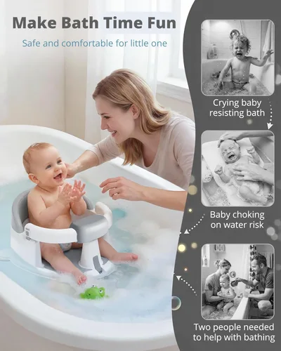 Miniatura 5 de Asiento de baño para bebés: silla de bañera antideslizante con ventosas, soporte de baño seguro y cómodo para bebés, ideal para sentarse, fácil