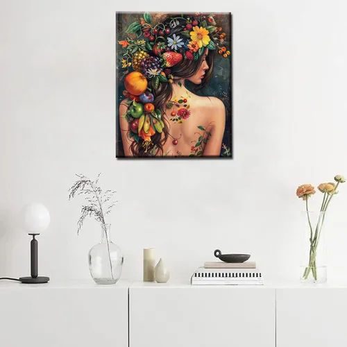 Miniatura 3 de Tucocoo Tatuajes de Mujeres y Pintura de Frutas por Números para Adultos Principiantes, Chica Tatuada Pintar por Números en Lienzo Fácil de Pintar