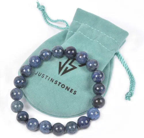 Miniatura 4 de Justinstones pulsera elástica de piedras semipreciosas redondas de 10 mm, unisex, 6,5 pulgadas.