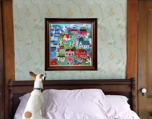 Miniatura 4 de eeBoo Rompecabezas de 1000 piezas, rompecabezas de pueblo pesquero sueco para adultos, cuadrado de 23 x 23 pulgadas, fabricado con tablero reciclado