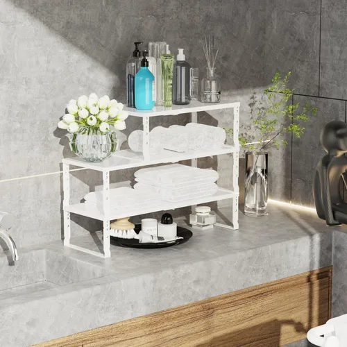 Miniatura 5 de Jojocross Organizador de estante de especias apilable y expandible para gabinete de cocina, estante de mostrador ajustable, encimera, despensa, 1