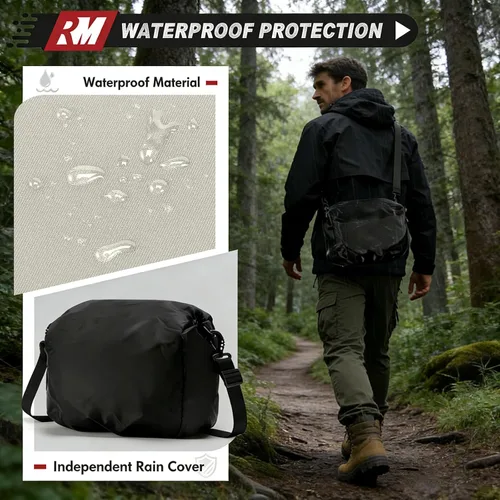 Miniatura 3 de RAINSMORE - Bolsa para cámara, estuche para cámara SLR/DSLR/sin espejo con divisor, soporte para trípode, bolsa cruzada impermeable digital