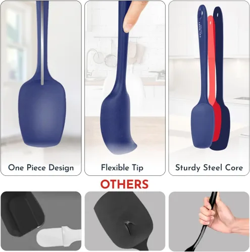 Miniatura 3 de Juego de 4 espátulas de silicona para hornear, espátulas de goma, resistentes al calor, sin BPA, juego de espátulas para utensilios de cocina Azul