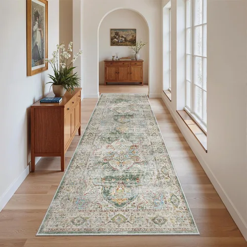 Miniatura 837 de Madane Tapete lavable de 2 x 10 pies para pasillo, cocina, recibidor, clásico, suave, antideslizante para interiores, casa de campo, baño, sala