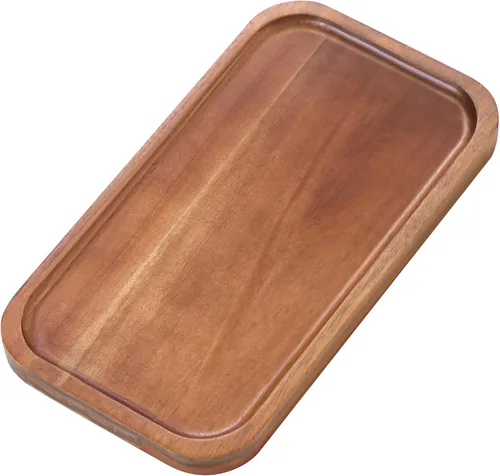 Pequeñas bandejas y platos de madera maciza de acacia – Mini tablas de madera para charcutería, tabla rectangular para quesos para alimentos, baño,