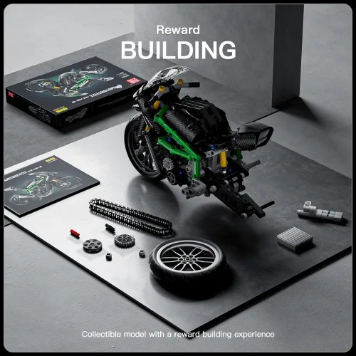 Miniatura 3 de Conjuntos de construcción de kits de modelo de motocicleta Mould King, kit de construcción de modelo de bicicleta 23002, juguetes de construcción