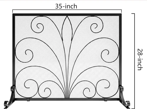 Miniatura 3 de Fire Beauty Pantalla para chimenea, hierro forjado hecho a mano, malla de metal para fuegos de horno, protector de chispas seguro, accesorios