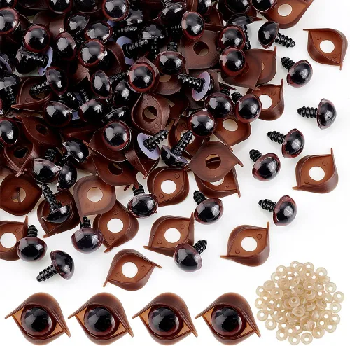 PH PandaHall 100 juegos de ojos de seguridad para manualidades con hebillas para párpados, ojos de animales de peluche, ojos de ganchillo con