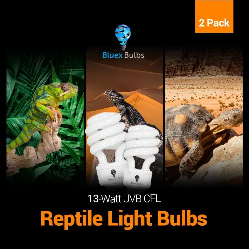 Miniatura 7 de Paquete de 2 bombillas para reptiles de 13 W, luz UVA UVB del desierto, luz de reptil UVB 10.0, bombilla de terrario fluorescente compacta adecuada