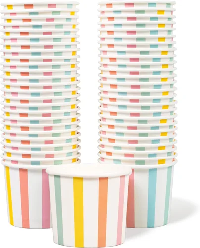 MATICAN Tazas de helado de papel, 50 unidades de 11 onzas, cuencos desechables para postres para alimentos fríos o calientes, suministros de fiesta