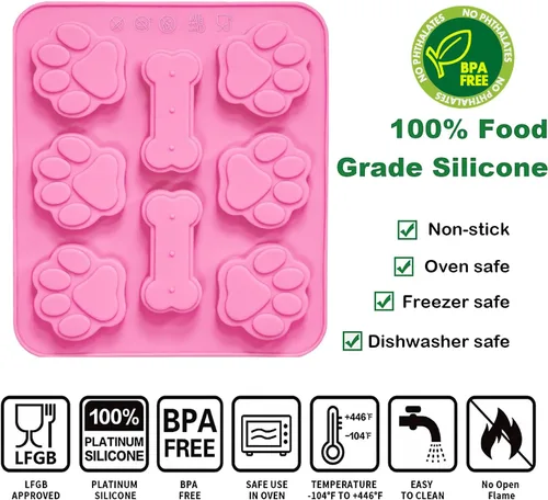 Miniatura 3 de 2 moldes de silicona para cachorros, molde para patas y huesos de perro, molde para cubitos de hielo, gelatina, galletas, chocolate, molde