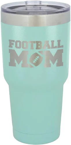 Miniatura 22 de FOOTBALL MOM - Vaso negro de 30 onzas con popote y tapa superior deslizante Taza de viaje de acero inoxidable Comparar con Yeti Rambler