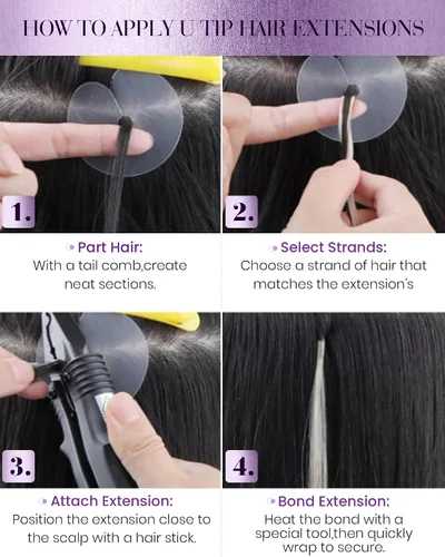 Miniatura 8 de LaaVoo Extensiones de cabello humano con punta en U, color rubio platino, 20 pulgadas, extensiones de cabello humano real, color rubio Remy, 0.04