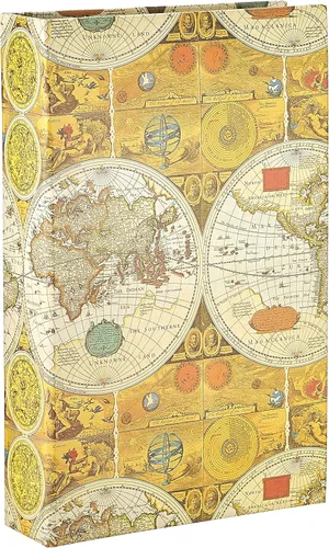 Álbum de fotos de 3 anillos con 504 bolsillos para fotos de 4 x 6, diseño de mapa del mundo antiguo