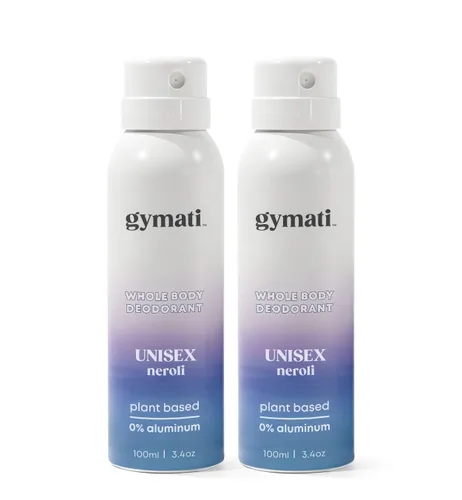 Gymati Desodorante corporal natural en aerosol sin aluminio, unisex, paquete de 2