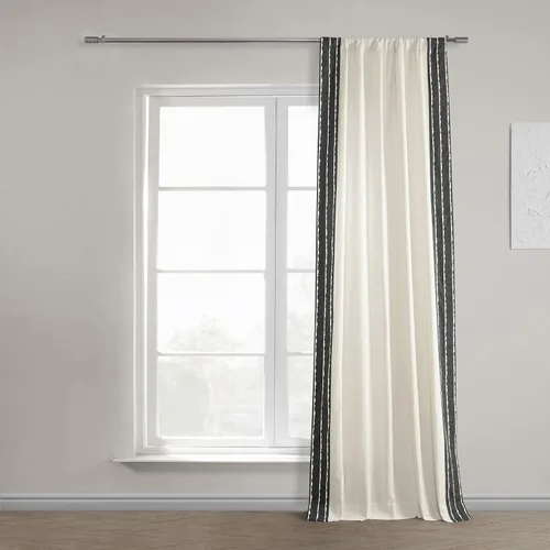 Miniatura 2 de HPD Half Price Drapes Cortinas de algodón sólido con bordes para dormitorio y sala de estar, 50 x 108, DTCC-SB220601-108 (1 panel) Sharkskin Black