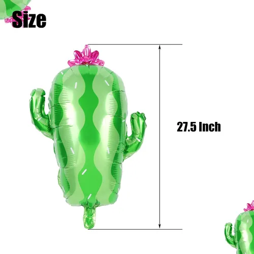 Miniatura 3 de Globo de aluminio de mylar de cactus para decoración de fiesta de cumpleaños, fiesta final mexicana, fiesta temática y fiesta de tacos a paty