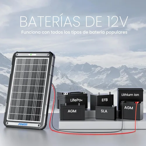 Miniatura 6 de POWOXI Cargador de Batería Solar para Automóvil de 12V: Cargador de Goteo Solar de 15W Mantenedor con Controlador MPPT para Automóvil - RV Barco
