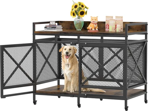 Miniatura 8 de COZPAW Mueble de Jaula Grande para Perros, Perrera de Madera de 48 Pulgadas para Perros Extra Grandes, Muebles Resistentes para Perros, Jaula