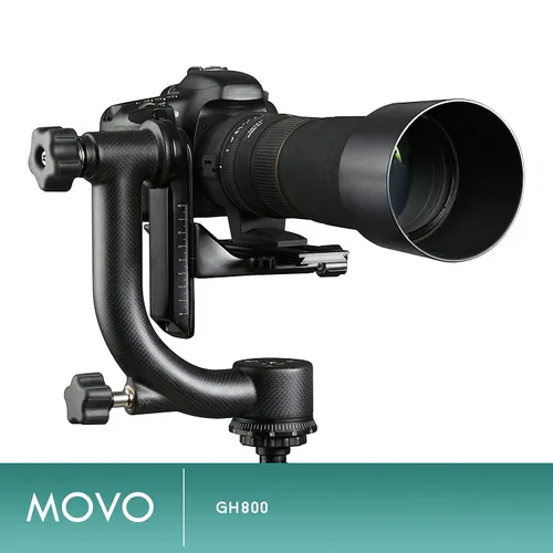 Miniatura 8 de Movo GH800 Cabezal de trípode de cardán profesional de fibra de carbono con placa de liberación rápida Arca-Swiss - para fotografía de aves y vida