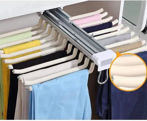 Miniatura 7 de Barra extensible extraíble para armario, soporte organizador de ropa ajustable, perchero extraíble con amortiguador, soporte extensible