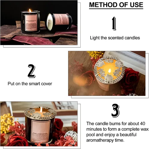 Miniatura 4 de GORGECRAFT Candle Toppers - Cubierta perfumada para velas, tapas de frascos, fundas para regalos, diseño de casa antigua de flores, accesorios