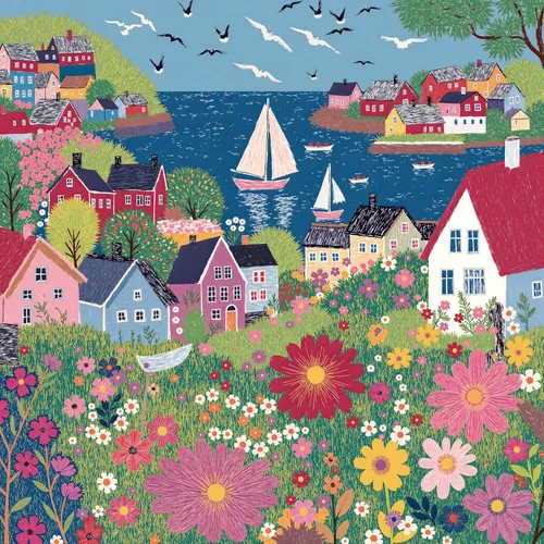 Miniatura 29 de Rompecabezas para Adultos de 1000 Piezas, Hermoso Rompecabezas Detallado de Pueblo Pesquero para Relajante Decoración del Hogar Nocturno, 20 x 27
