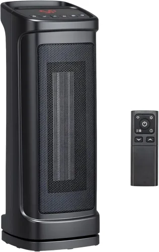 Bonnlo Calentador de torre de 17 pulgadas de alto con control remoto, calentador de espacio portátil de 1500 W con oscilación de 70°, temporizador,