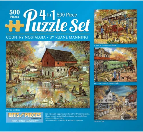 Miniatura 10 de Bits and Pieces Rompecabezas 4 en 1 de 300 piezas para adultos – Country Pond Harvest Café Home General Store rompecabezas por el artista Ruane