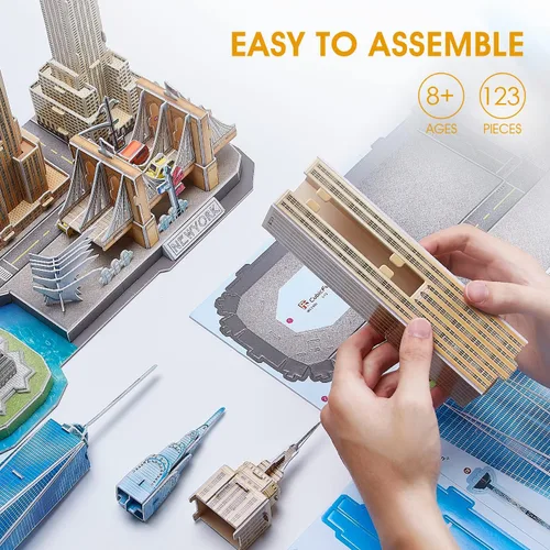 Miniatura 4 de Rompecabezas 3D para niños de 8 a 10 años, manualidades para niños de 8 a 12 años, horizonte de la ciudad de Nueva York, manualidades